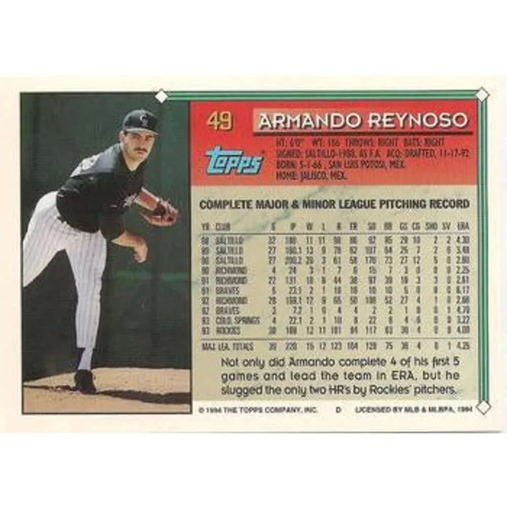 1994 Topps Armando Reynoso # 49 Colorado Rockies